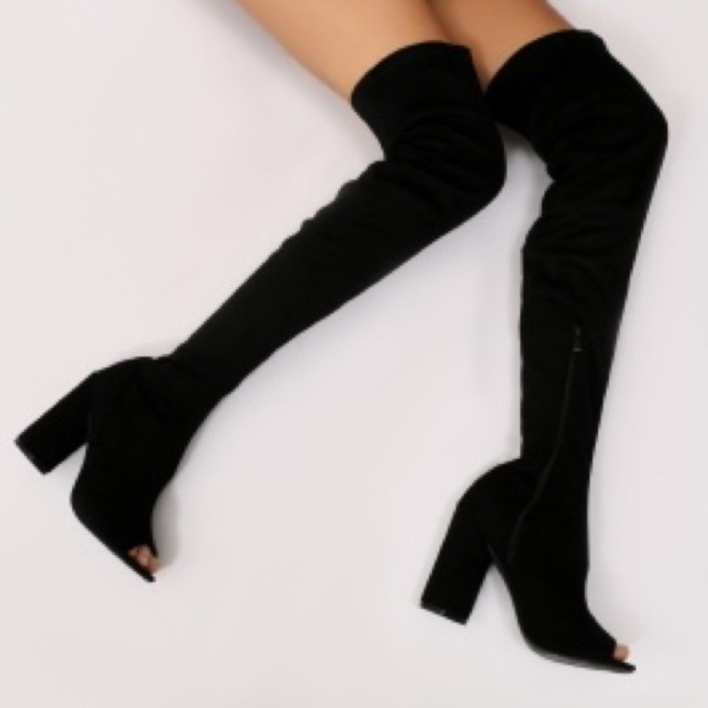 NIB Public Desire Peep Toe Over the Knee Boots